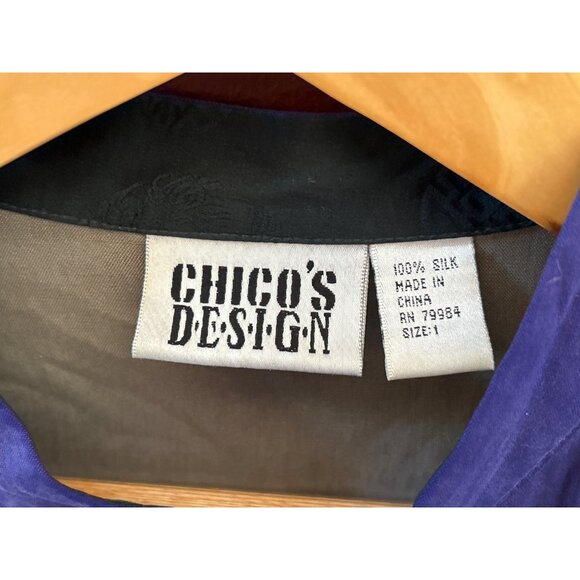 Chico’s Design Silk Jacket Embroidered Phoenix Art Deco Boho Statement Size 1 - Picture 4 of 5